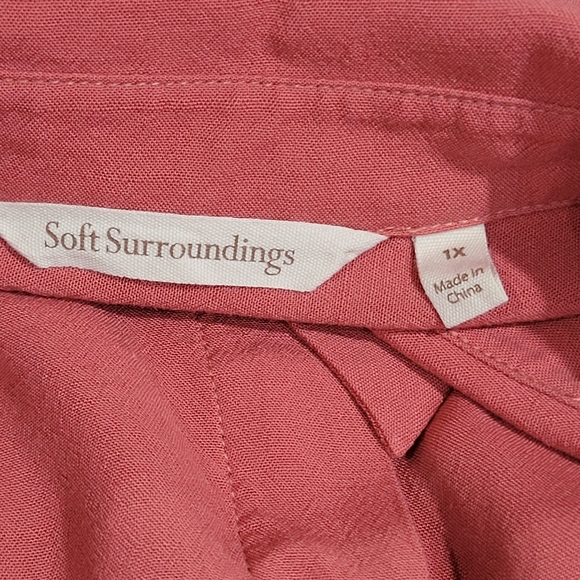 Soft Surroundings Santa Barbara Button Down Tunic Top Coral 1XLarg Cotton Modal - Picture 6 of 10